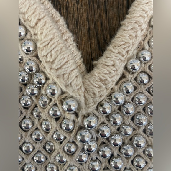 Zara Crocheted Bag with Silver Metal Studs . Double handle. NWT - Picture 6 of 6